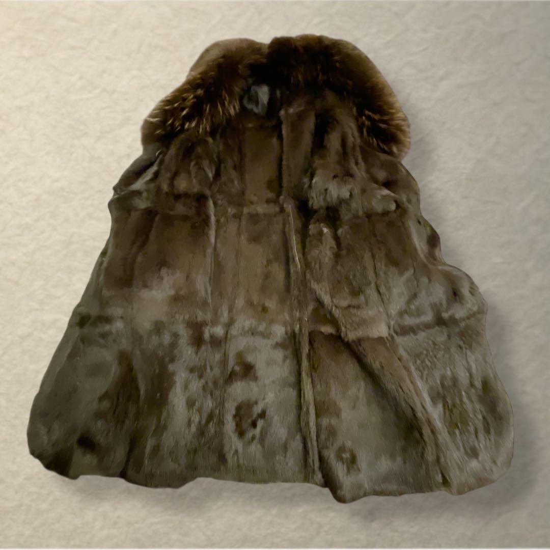 ラムレザー ロングコート ラクーンファー　裏ファー　ベルト メタルボタン　M〜L