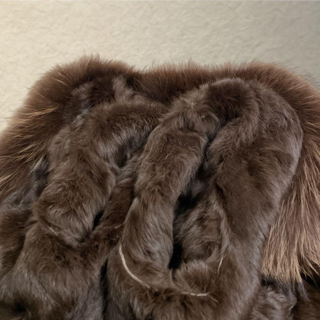 ラムレザー ロングコート ラクーンファー　裏ファー　ベルト メタルボタン　M〜L