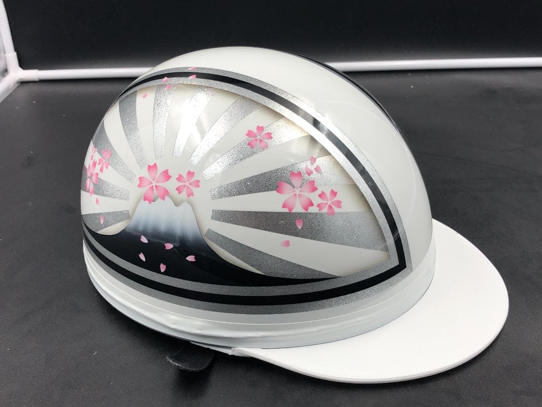 コルク半　カスタム　富士日章　三つボタン　ホワイトシルバー　ラメ　(桜無し)