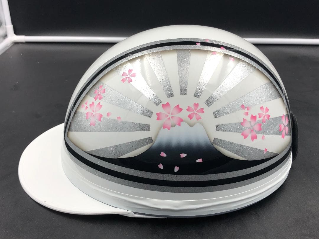 コルク半　カスタム　富士日章　三つボタン　ホワイトシルバー　ラメ　(桜無し)