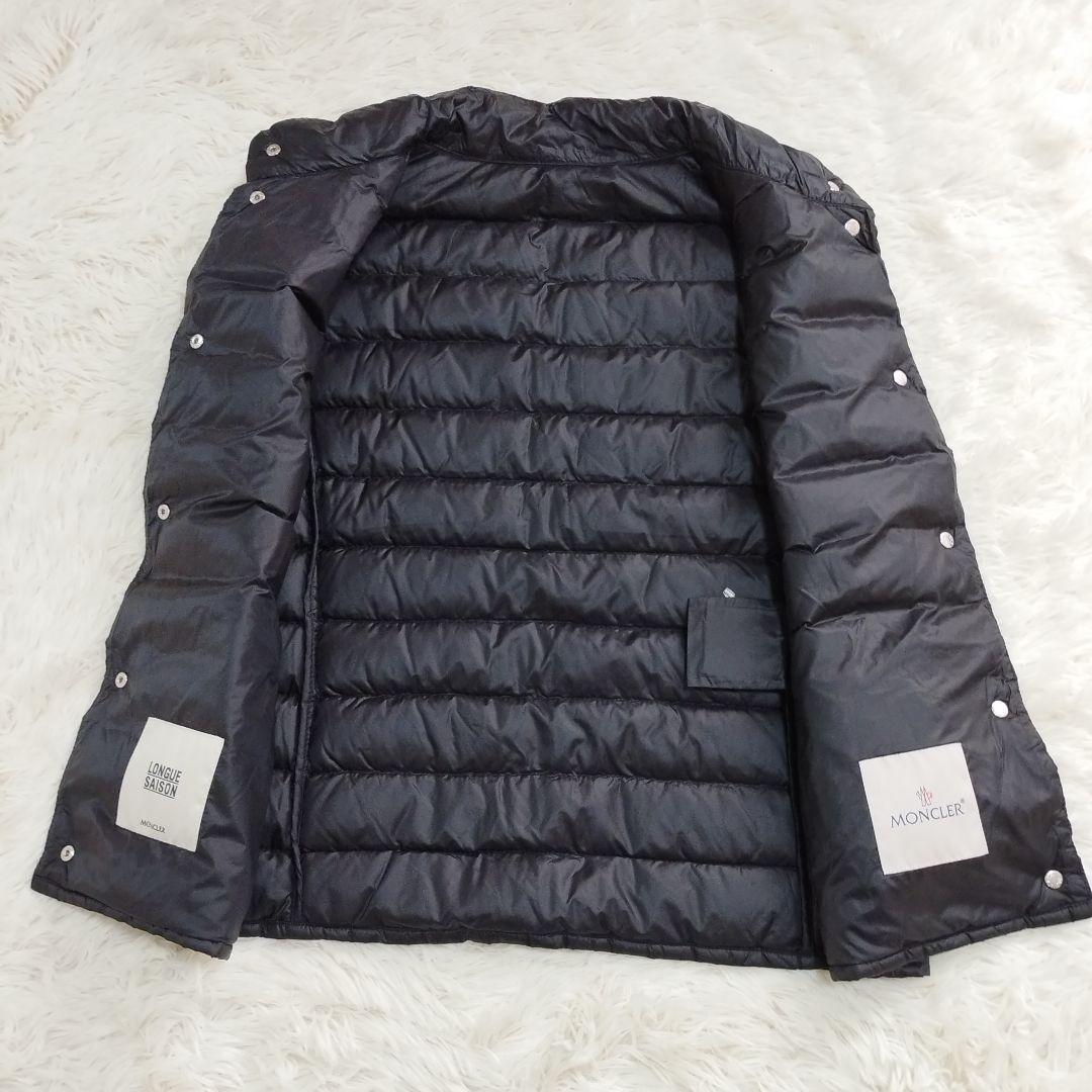 18382✨ MONCLER LIANE ライトダウンベスト 黒 ワッペンロゴ