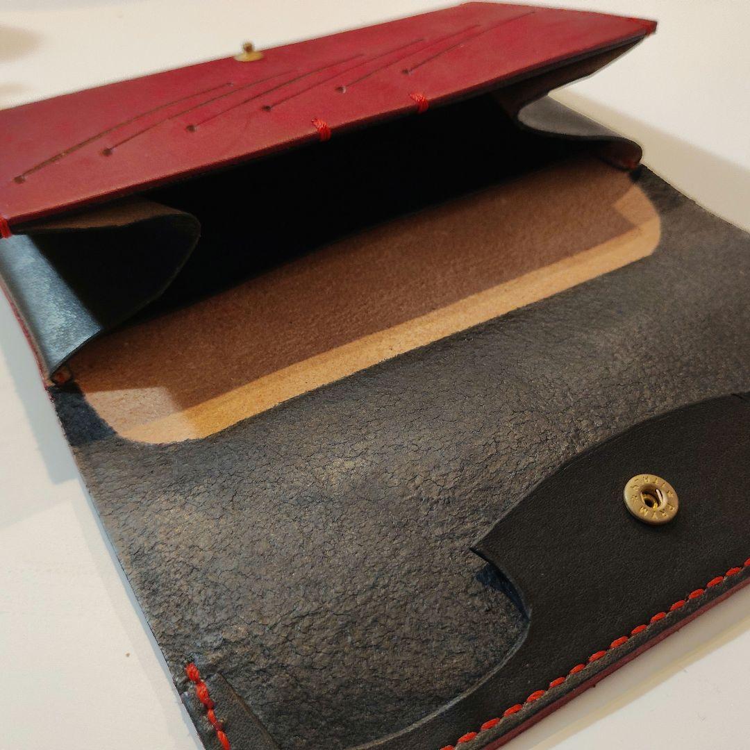 【一点物】薄くて小さい長財布　| ハンドメイド 手染め 手縫い