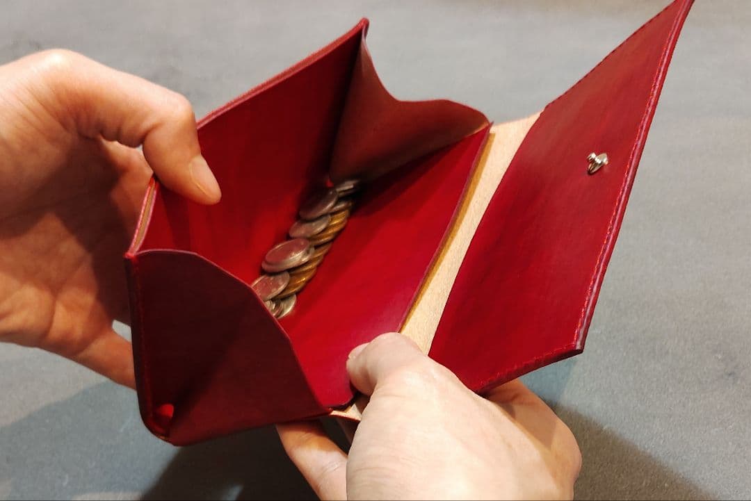 【一点物】薄くて小さい長財布　| ハンドメイド 手染め 手縫い