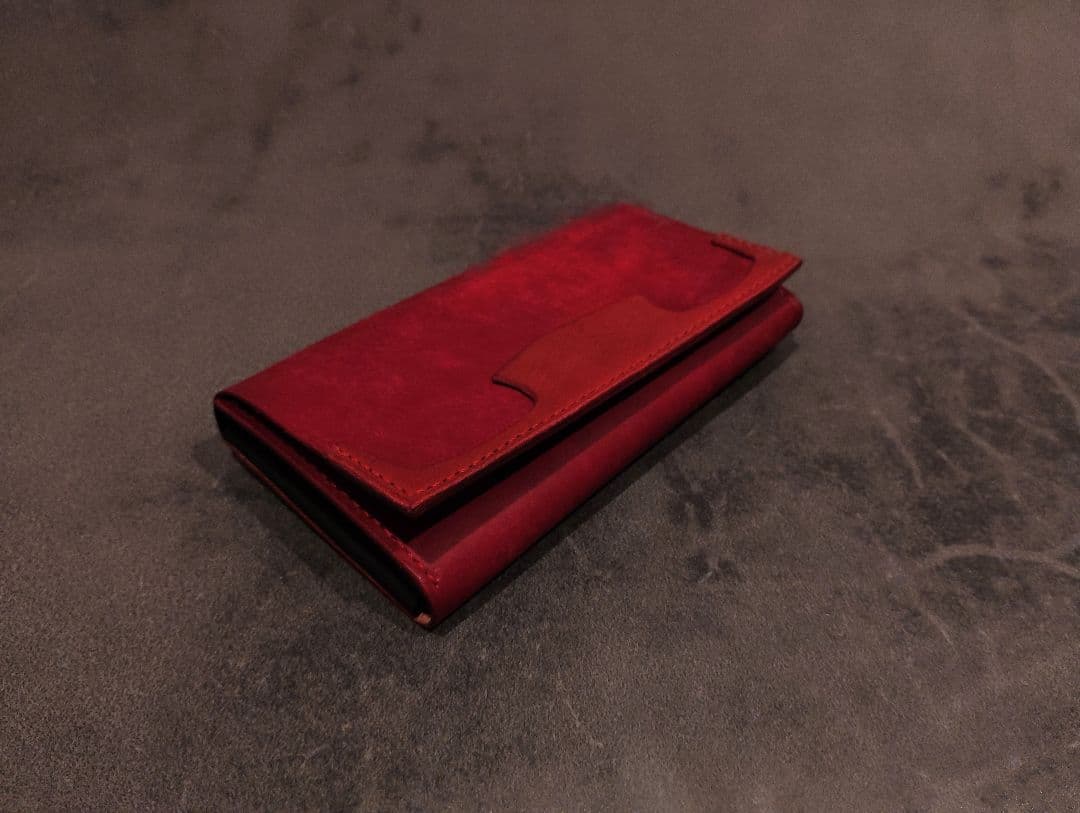 【一点物】薄くて小さい長財布　| ハンドメイド 手染め 手縫い