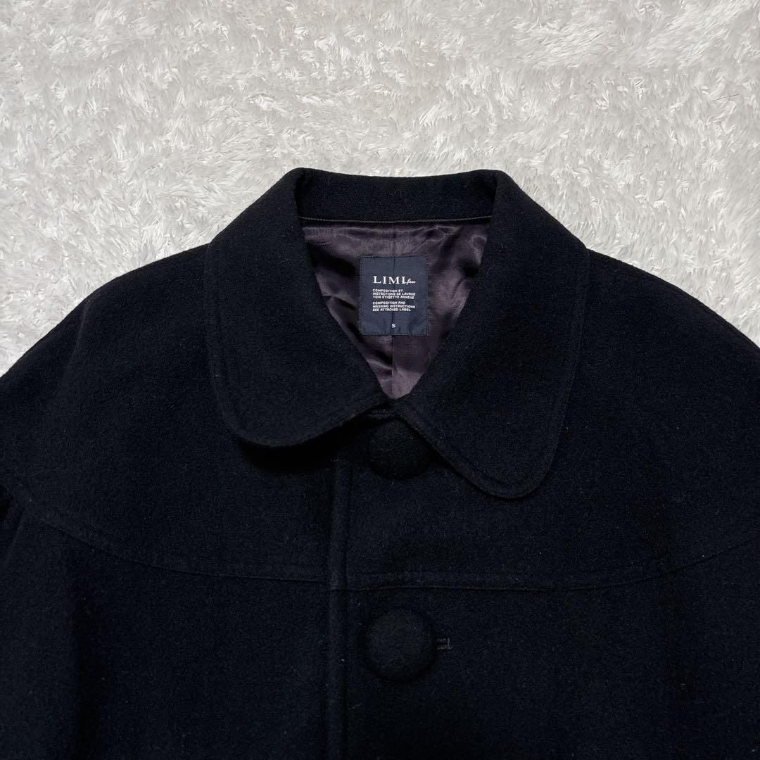 【LIMI feu】リミフゥ ウールコート ショート丈 ケープスリーブ ブラック