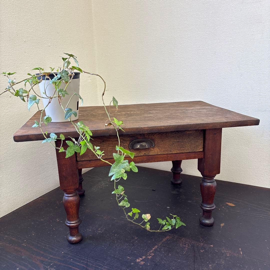 昭和レトロ 文机 小引き出し1杯｜古家具 ローテーブル 飾り台 無垢材