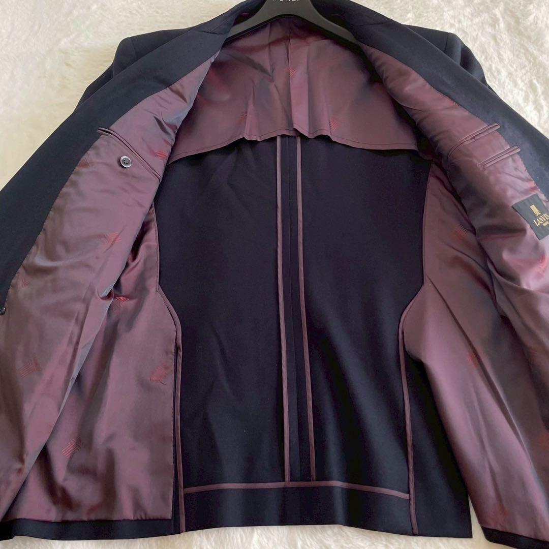 LANVIN PARIS スーツ セットアップ 銀ボタン ロゴ ダブル 裏地柄