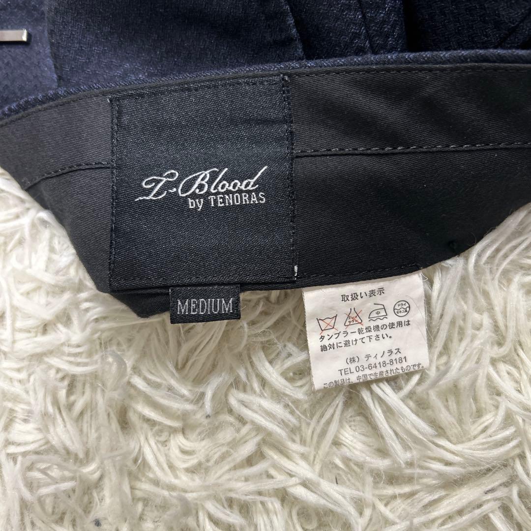 MEN’S TENORAS スリーピース　ビジネススーツ　ヘリンボーン　ネイビー