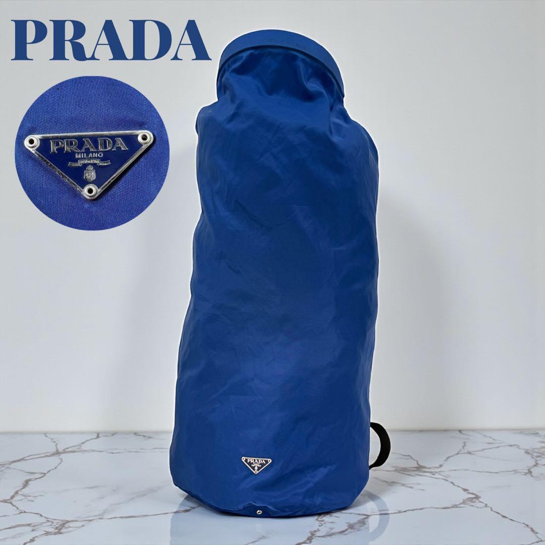《入手困難》プラダ ボンサック ドラムバッグ サコッシュ 三角ロゴ ブルー 大型