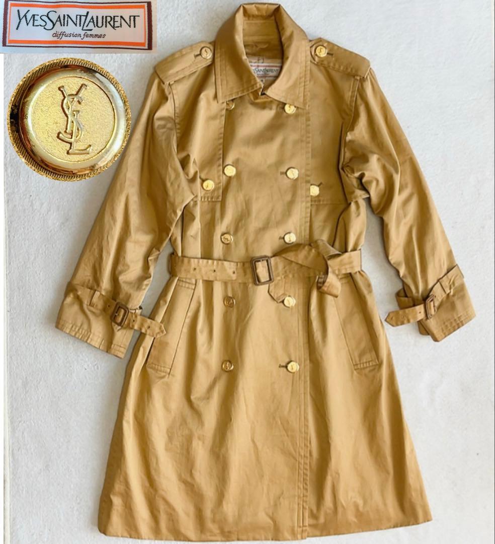 Yves Saint Laurent 金ボタン トレンチコート ベージュ　ダブル