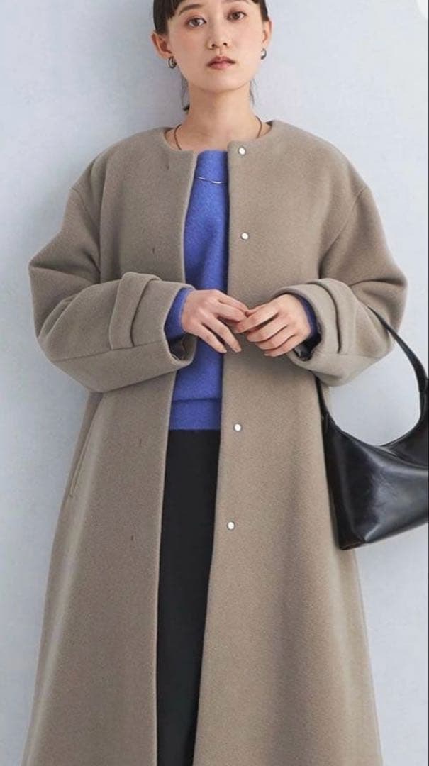 ユナイテッドアローズ　セントデールウール ノーカラーコート moca