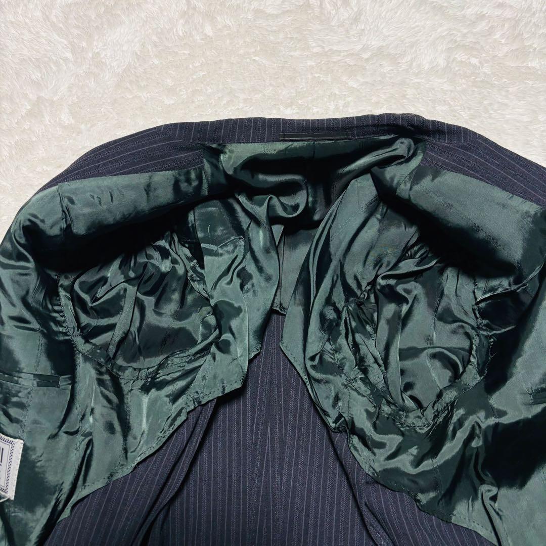 希少 VERSACE セットアップ シングル スーツ ネイビー ストライプ XL