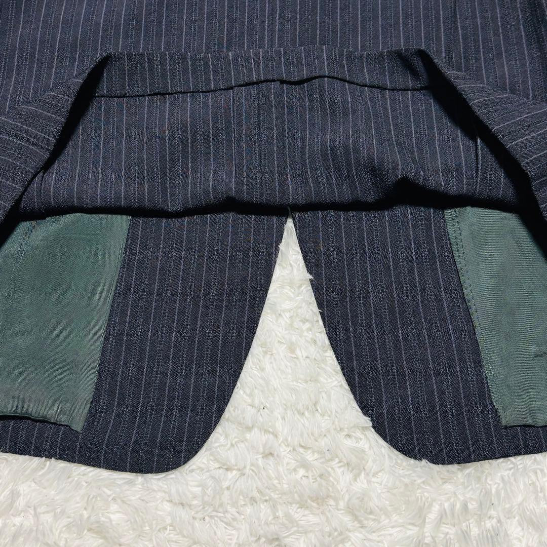 希少 VERSACE セットアップ シングル スーツ ネイビー ストライプ XL
