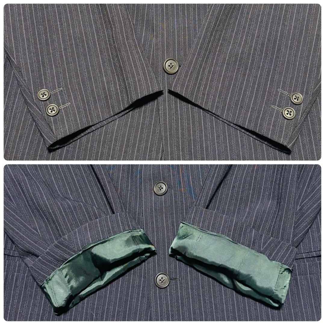 希少 VERSACE セットアップ シングル スーツ ネイビー ストライプ XL