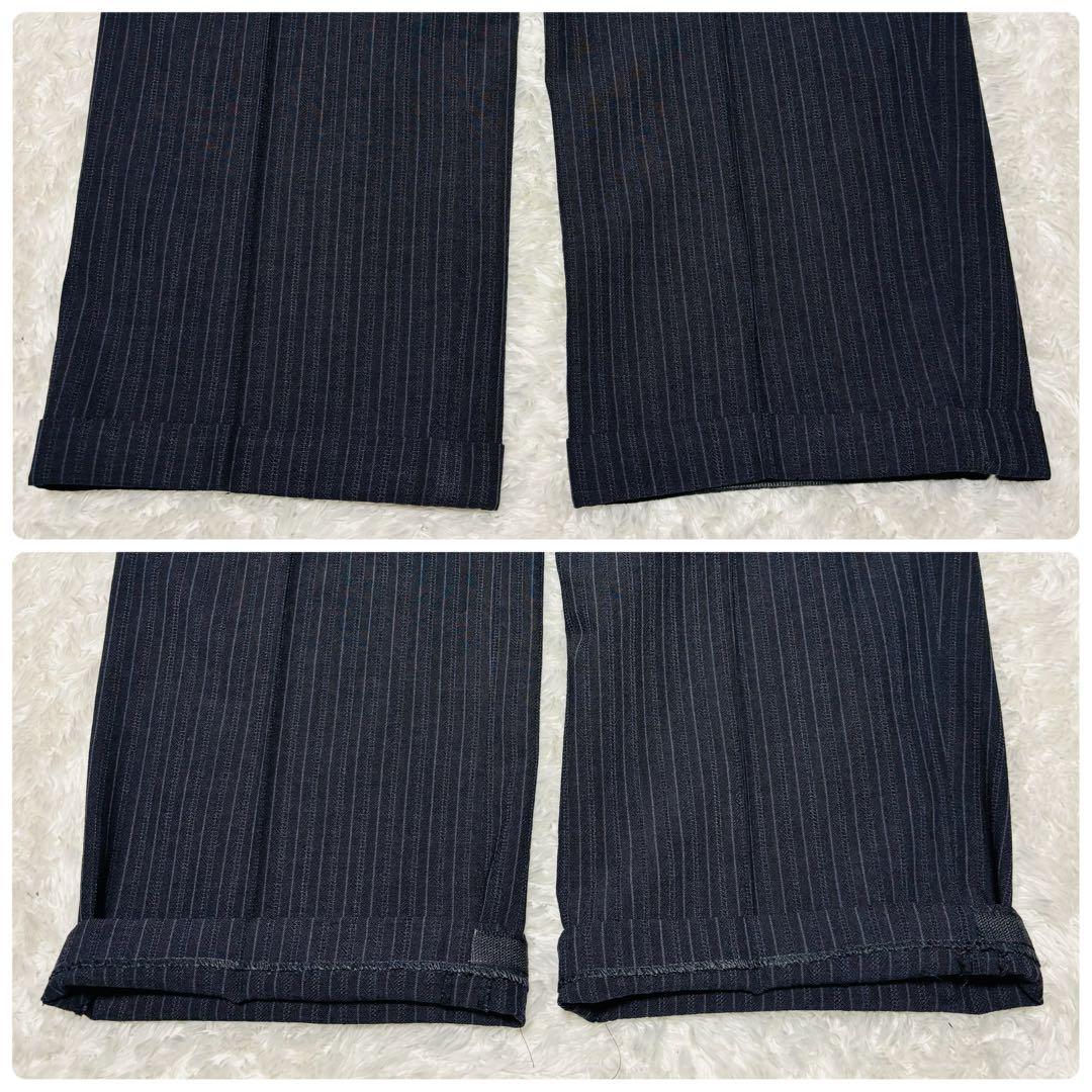 希少 VERSACE セットアップ シングル スーツ ネイビー ストライプ XL