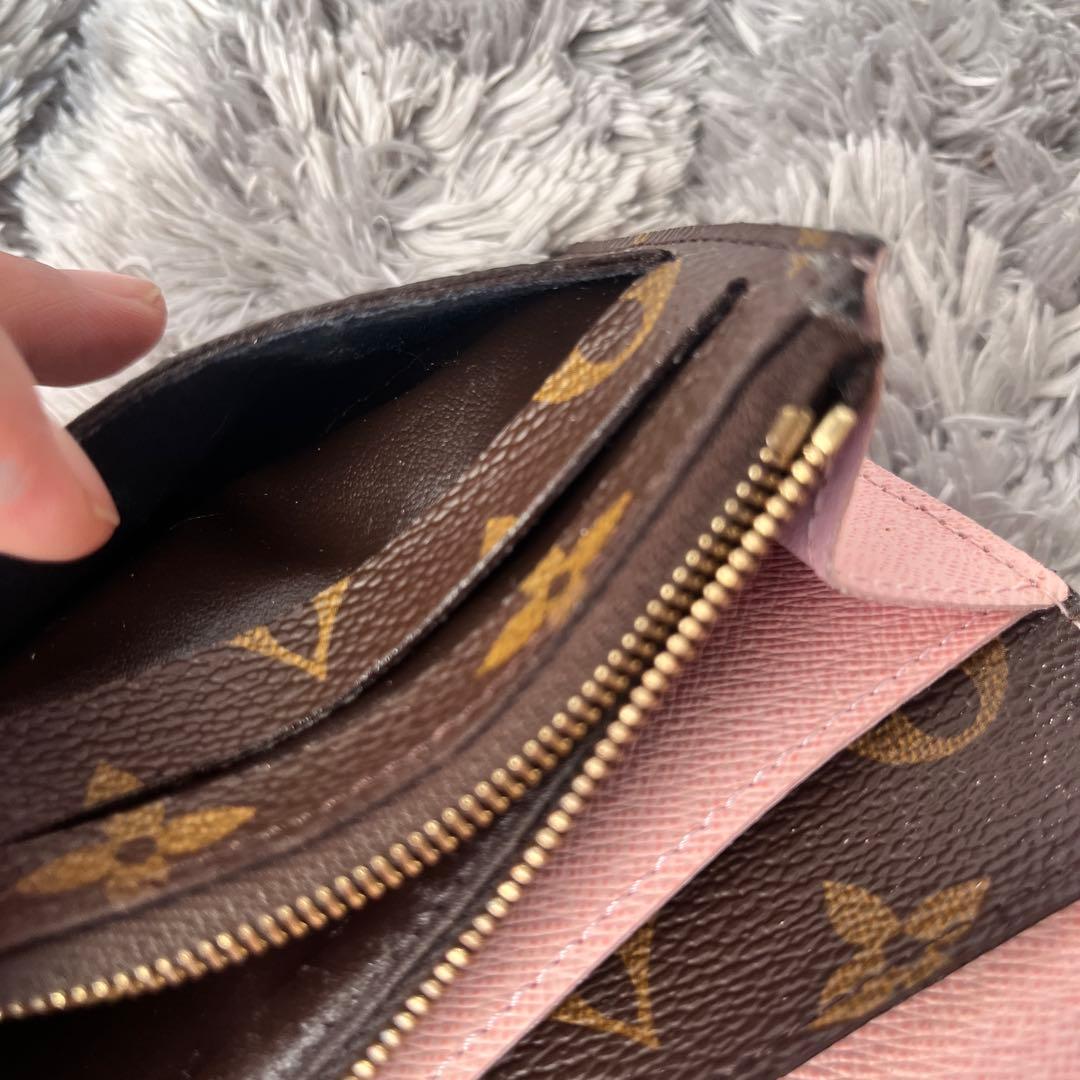 ルイヴィトン　ポルトフォイユ　エミリー　ピンク　モノグラムキャンバス　ブラウン