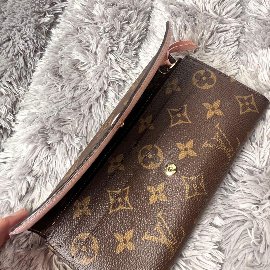 ルイヴィトン　ポルトフォイユ　エミリー　ピンク　モノグラムキャンバス　ブラウン