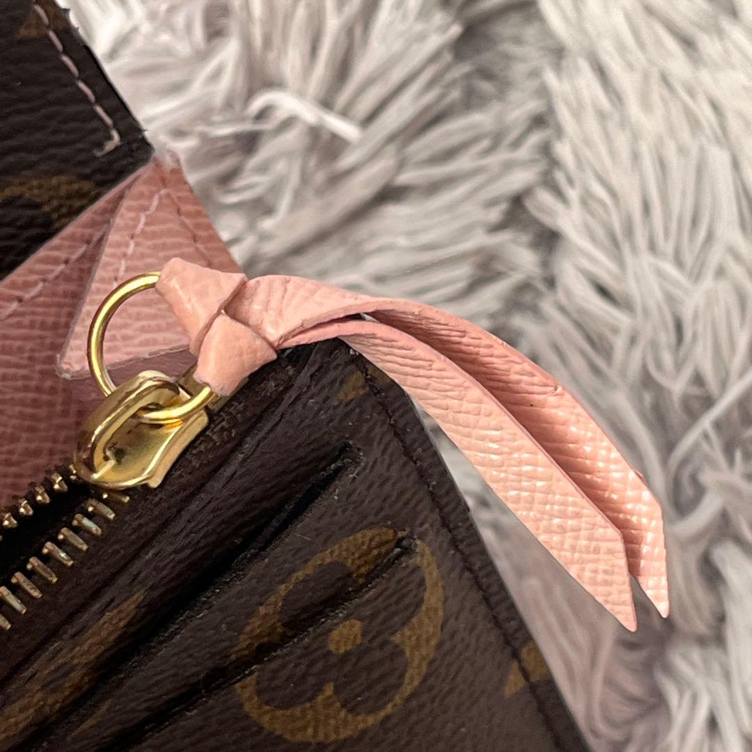 ルイヴィトン　ポルトフォイユ　エミリー　ピンク　モノグラムキャンバス　ブラウン