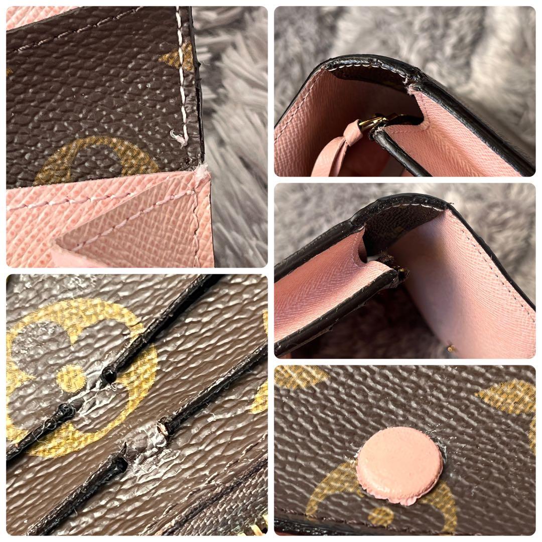 ルイヴィトン　ポルトフォイユ　エミリー　ピンク　モノグラムキャンバス　ブラウン