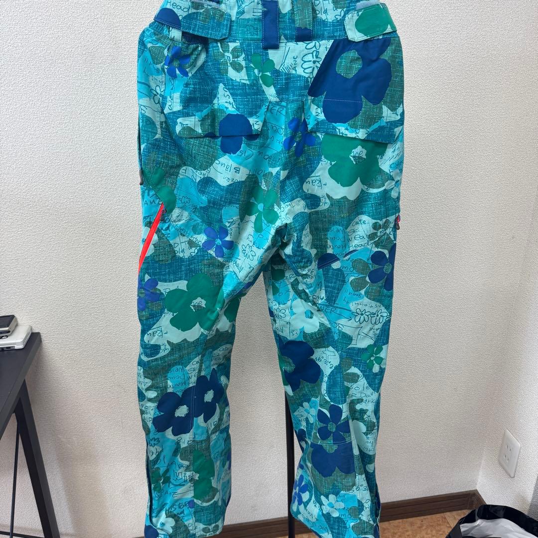 G1701 Mizuno スキーウェア 花柄 青系　上下セット