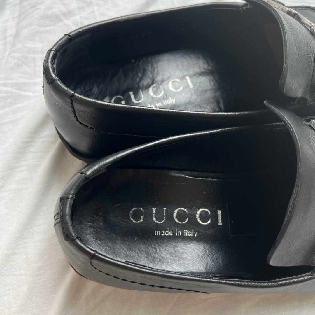 靴 GUCCI square toe leather bit Loafers