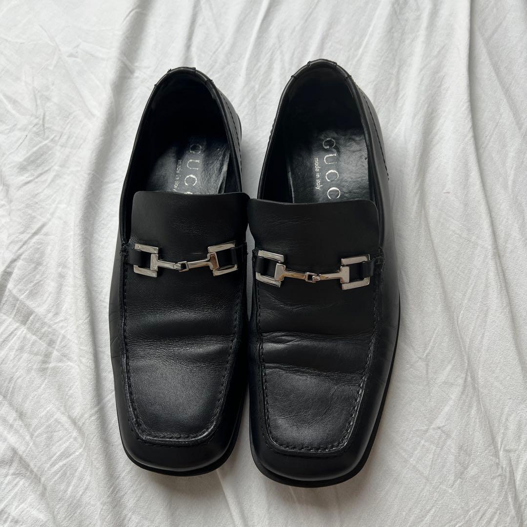 靴 GUCCI square toe leather bit Loafers