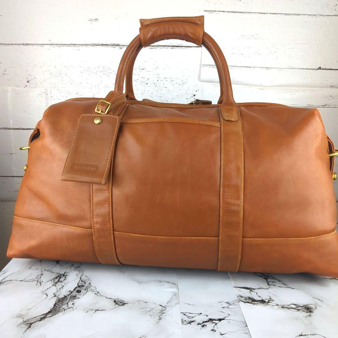 【美品】コーチ☆大容量　ドイツホック　ボストンバッグ　旅行　トラベル　キャメル