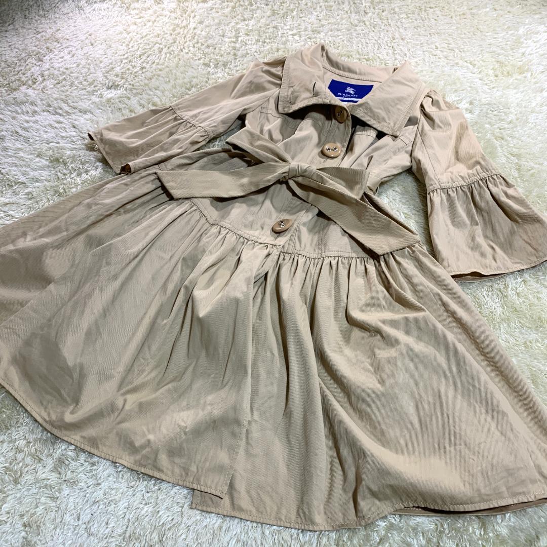 バーバリーブルーレーベル ノバチェック トレンチコート フレア 38 リボン