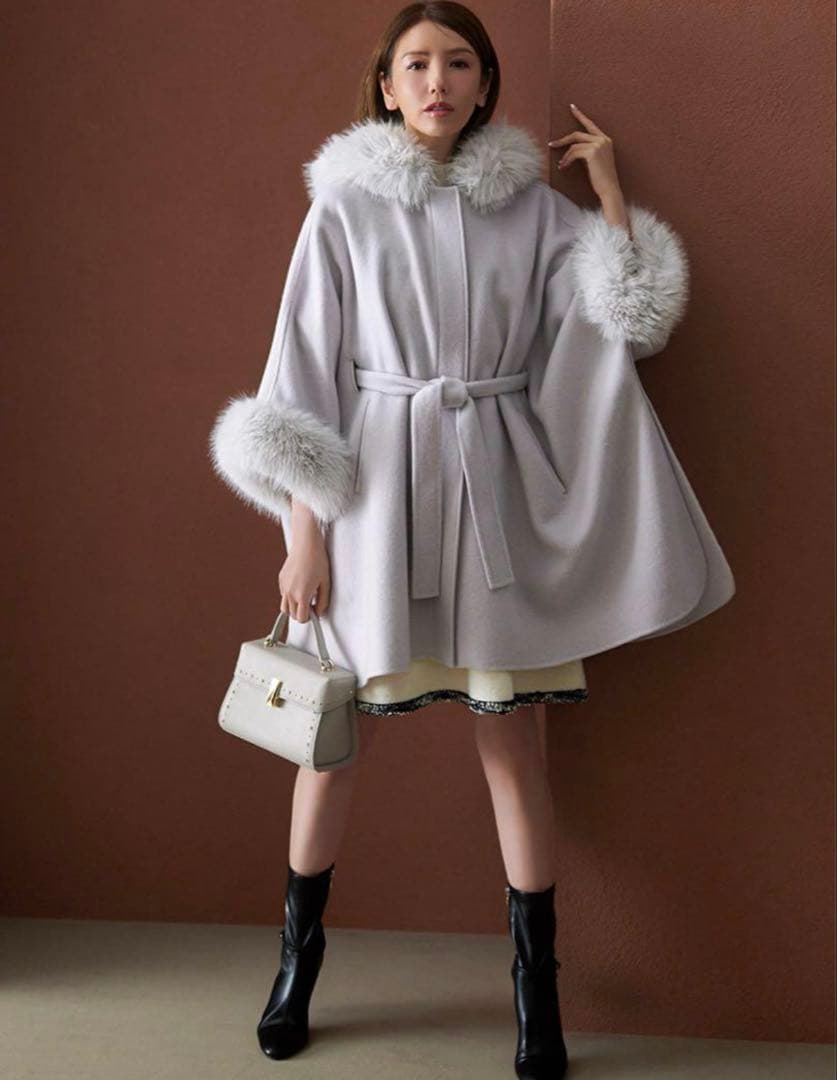 【美品】CELFORD セルフォード ファーポンチョコート