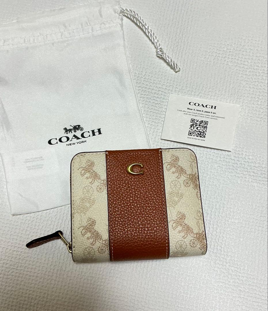 極美品 COACH二つ折り財布 ビルフォールドウォレット ホースアンドキャリッジ