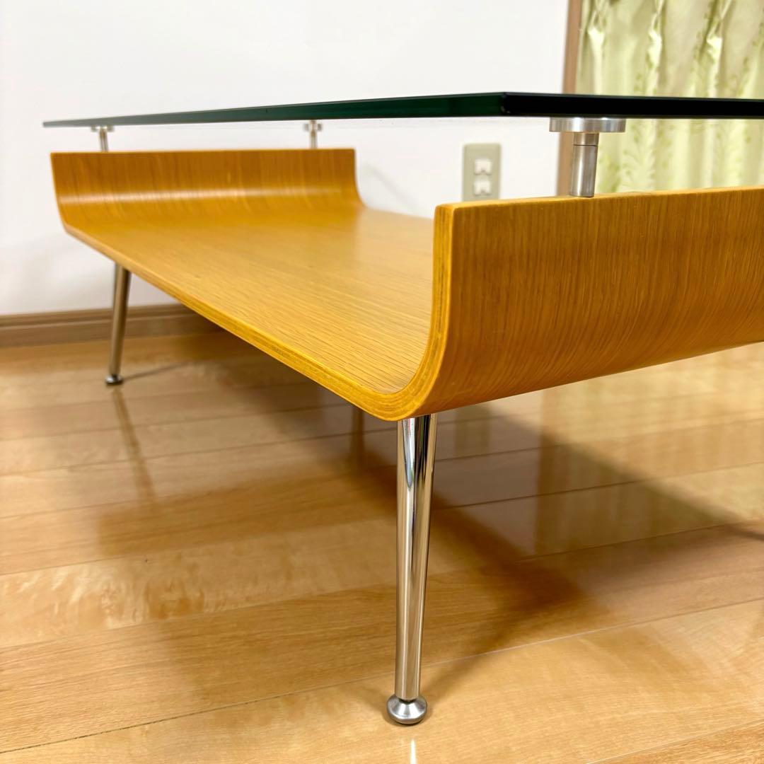 スペースエイジ ミッドセンチュリー 曲げ木 プライウッド ガラステーブル