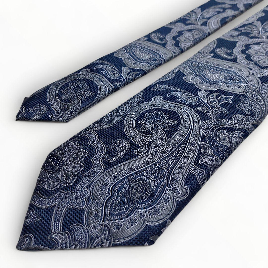 ✨美品✨VERSACE　ヴェルサーチ　ネクタイ　ペイズリー柄　ネイビー　シルク