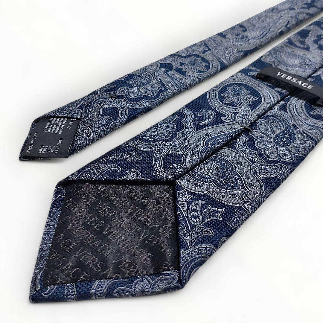 ✨美品✨VERSACE　ヴェルサーチ　ネクタイ　ペイズリー柄　ネイビー　シルク