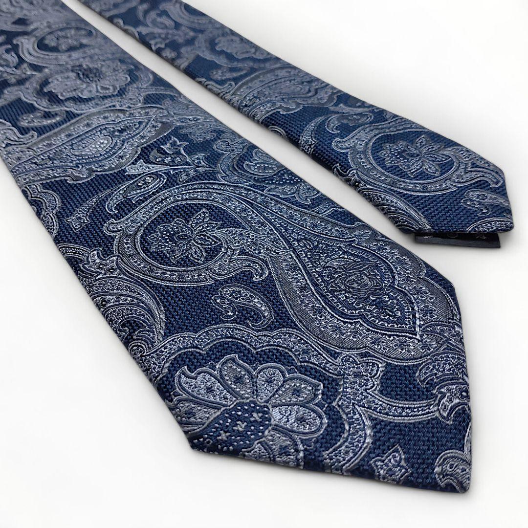 ✨美品✨VERSACE　ヴェルサーチ　ネクタイ　ペイズリー柄　ネイビー　シルク