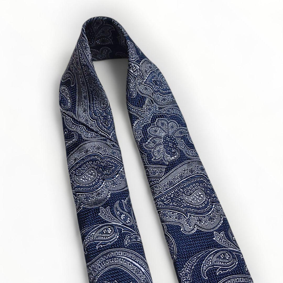 ✨美品✨VERSACE　ヴェルサーチ　ネクタイ　ペイズリー柄　ネイビー　シルク