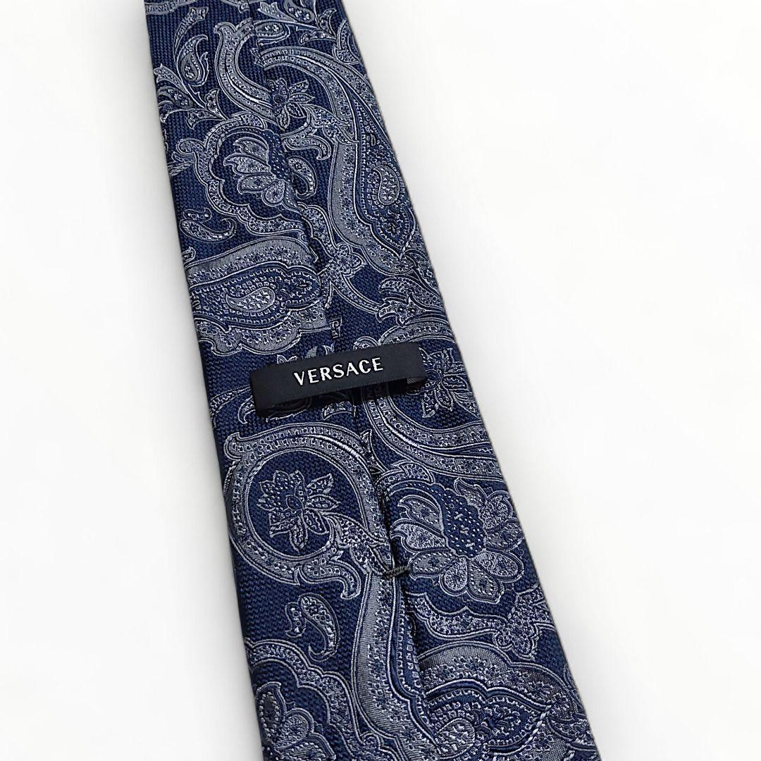 ✨美品✨VERSACE　ヴェルサーチ　ネクタイ　ペイズリー柄　ネイビー　シルク