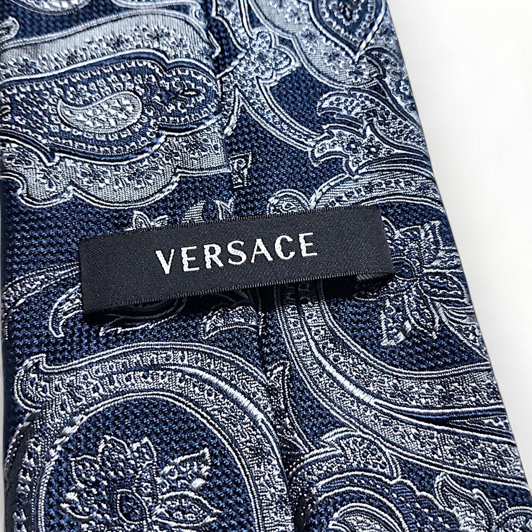 ✨美品✨VERSACE　ヴェルサーチ　ネクタイ　ペイズリー柄　ネイビー　シルク
