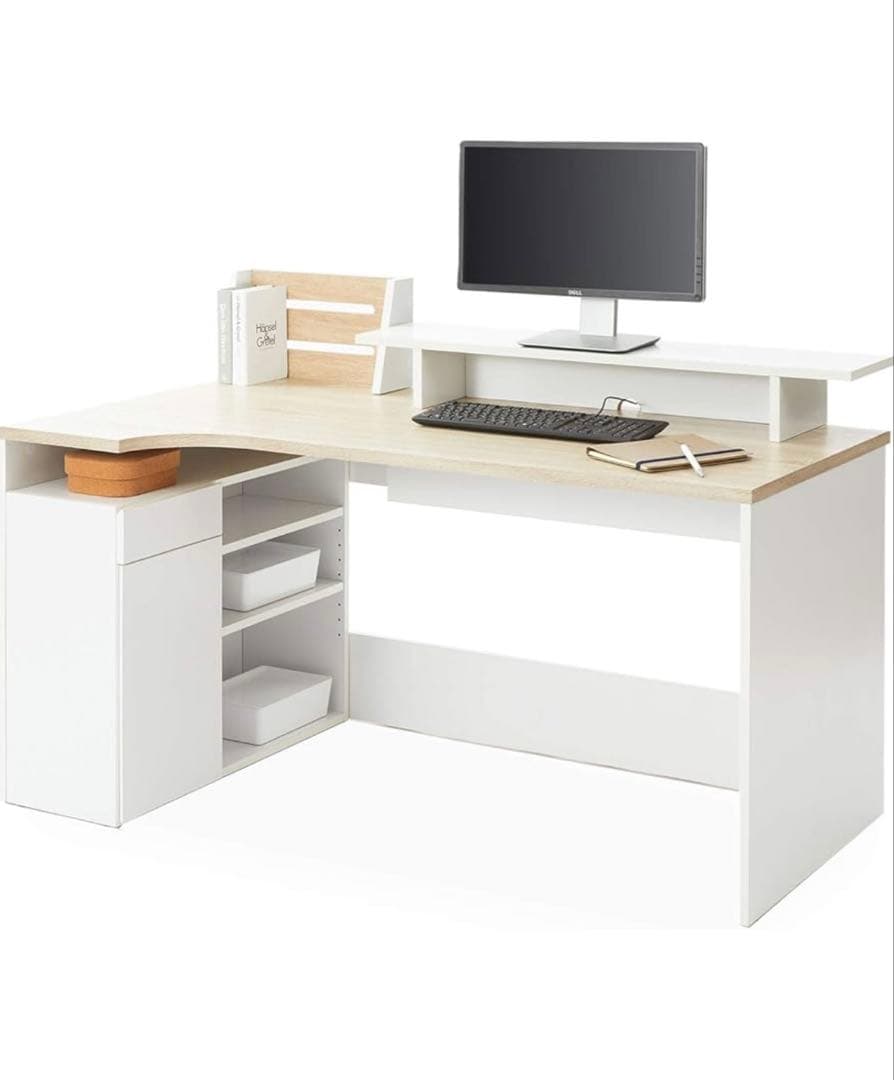 LOWYA ロウヤ パソコンデスク 学習机 勉強机 L字 スタンド付き