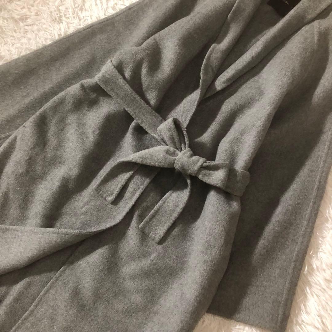 極美品 スピックアンドスパン ショールカラーリバーコート ロング ベルト