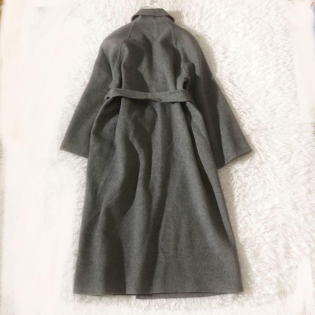 極美品 スピックアンドスパン ショールカラーリバーコート ロング ベルト