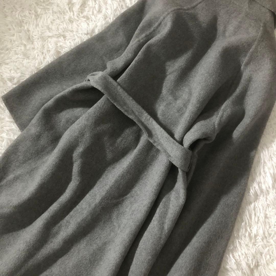 極美品 スピックアンドスパン ショールカラーリバーコート ロング ベルト