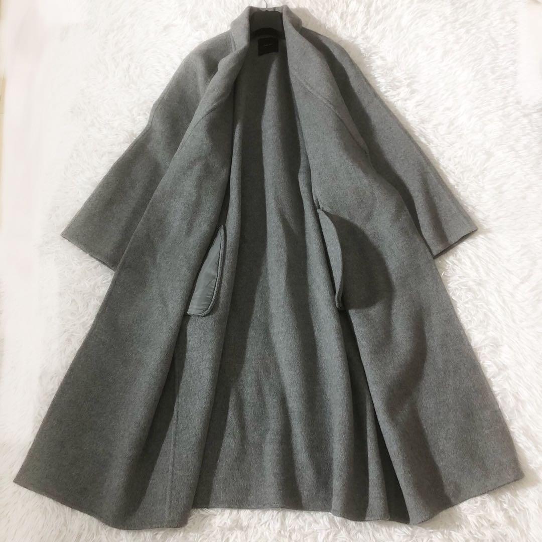 極美品 スピックアンドスパン ショールカラーリバーコート ロング ベルト