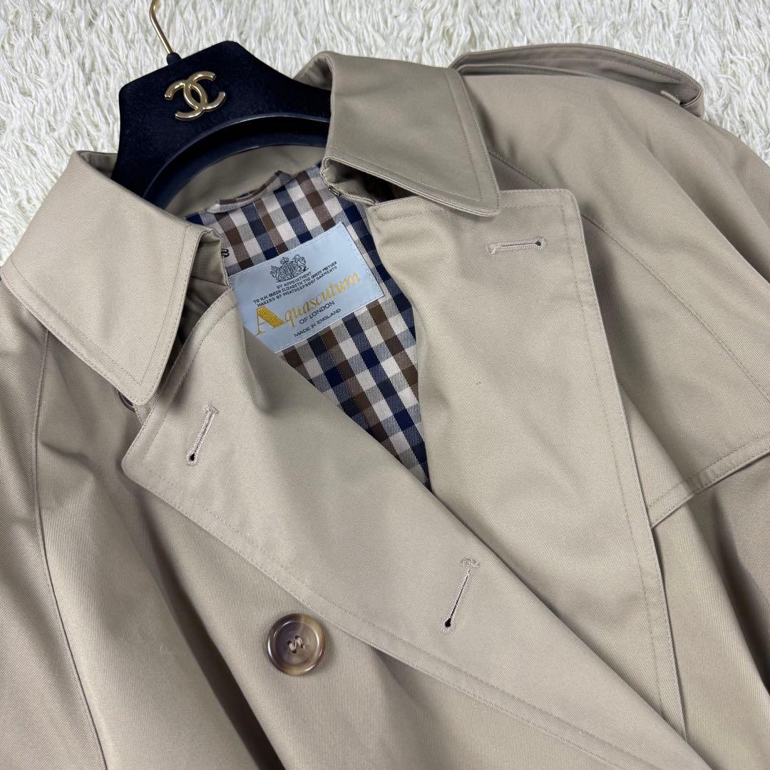 極美品★アクアスキュータム トレンチコート 英国製 大きいサイズ 3XL相当