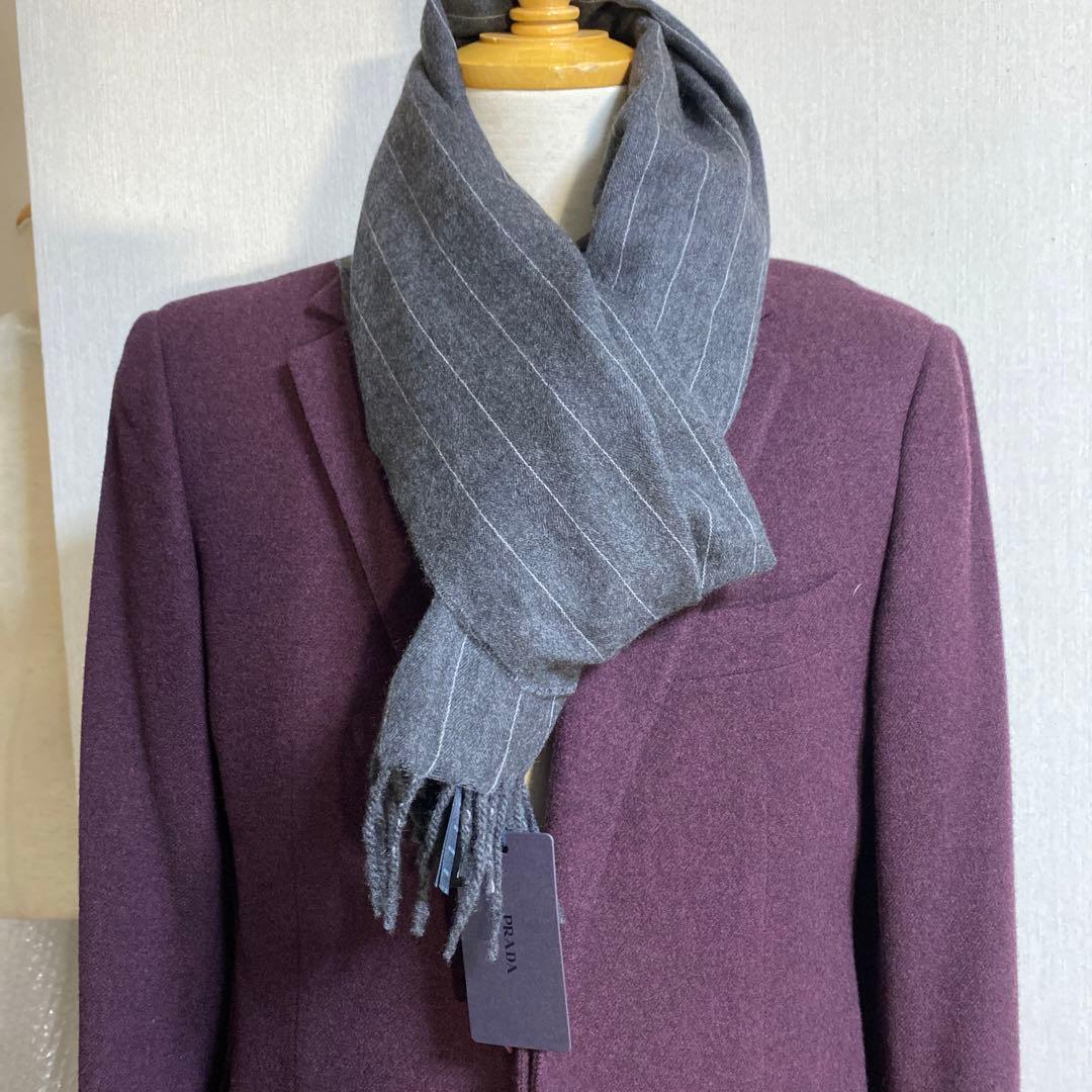 PRADA. カシミヤ100%正規品075made in Italy新品マフラー
