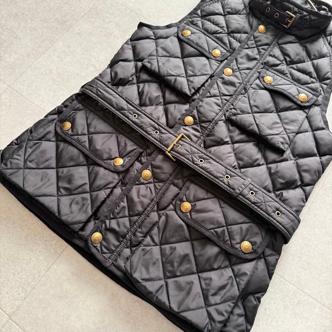 ラルフローレン　ダウンベスト　キルティング　黒　ベルト　ゴールド金具　M