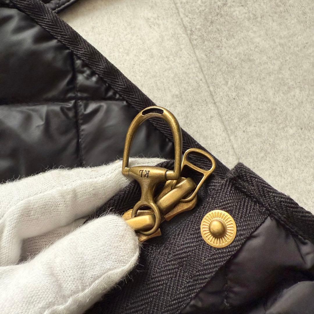 ラルフローレン　ダウンベスト　キルティング　黒　ベルト　ゴールド金具　M