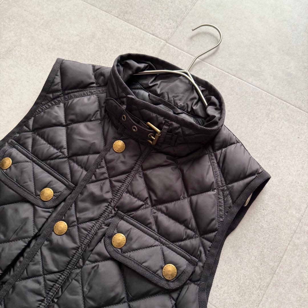 ラルフローレン　ダウンベスト　キルティング　黒　ベルト　ゴールド金具　M