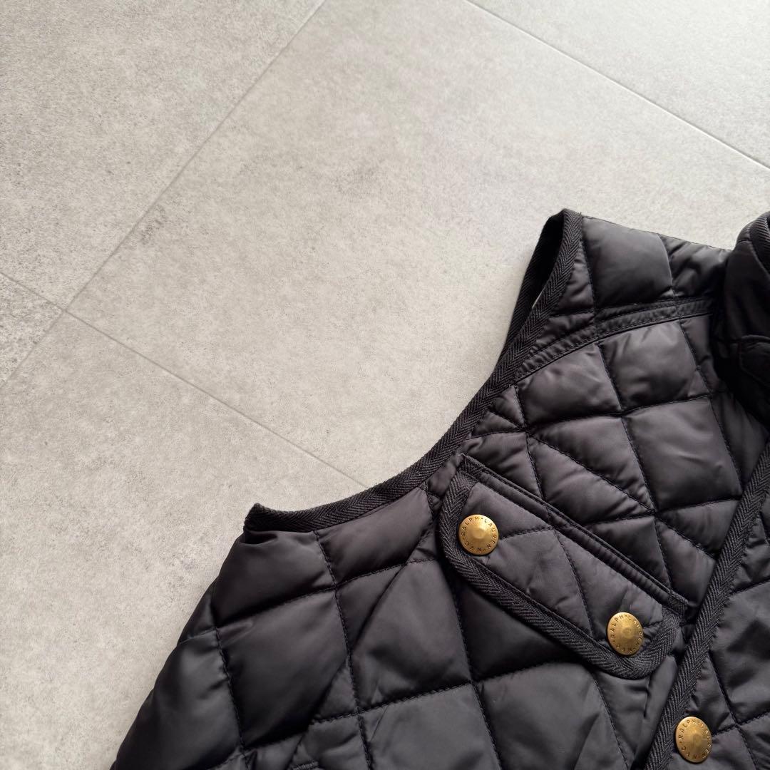 ラルフローレン　ダウンベスト　キルティング　黒　ベルト　ゴールド金具　M