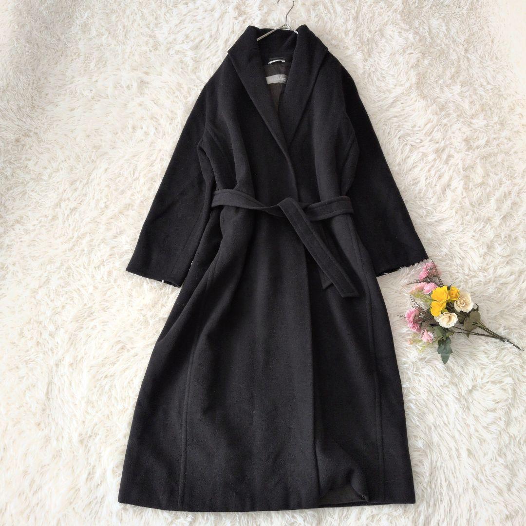 マックスマーラꕤヴァージンウール ベルト付 ロングコート 女優襟 ショールカラー