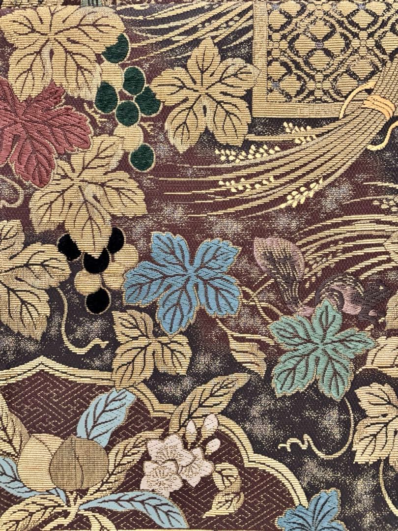 金華山織　五穀豊穣　全通袋帯　金糸